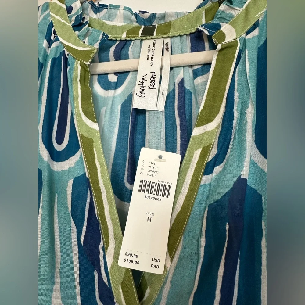 Anthropologie Blue and Green Mini Dress - Picture 6 of 7